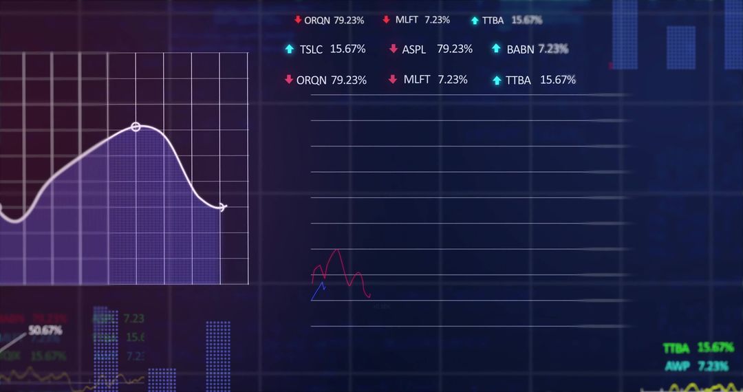 Digital Data Processing with Technology Interface on Blue Background