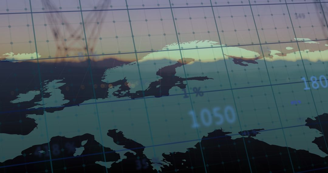 European Map With Data Projection Symbolizing Crisis Impact