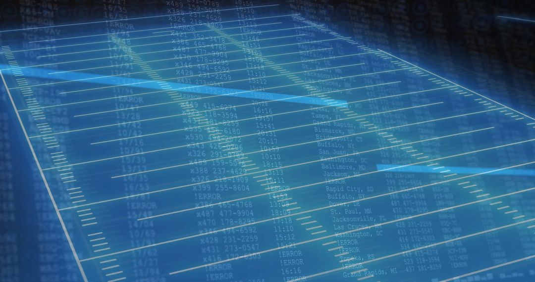 Digital Analysis over Football Field Background in Blue