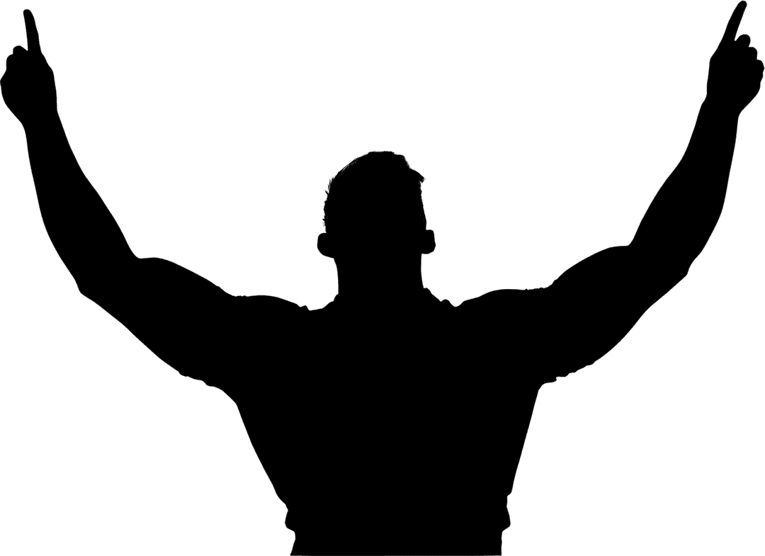 Rugby Player Celebrating Victory in Transparent Silhouette