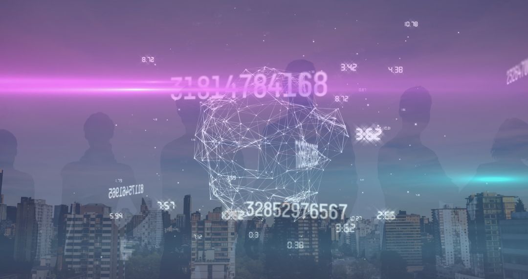 Digital Data Network Overlay on Cityscape