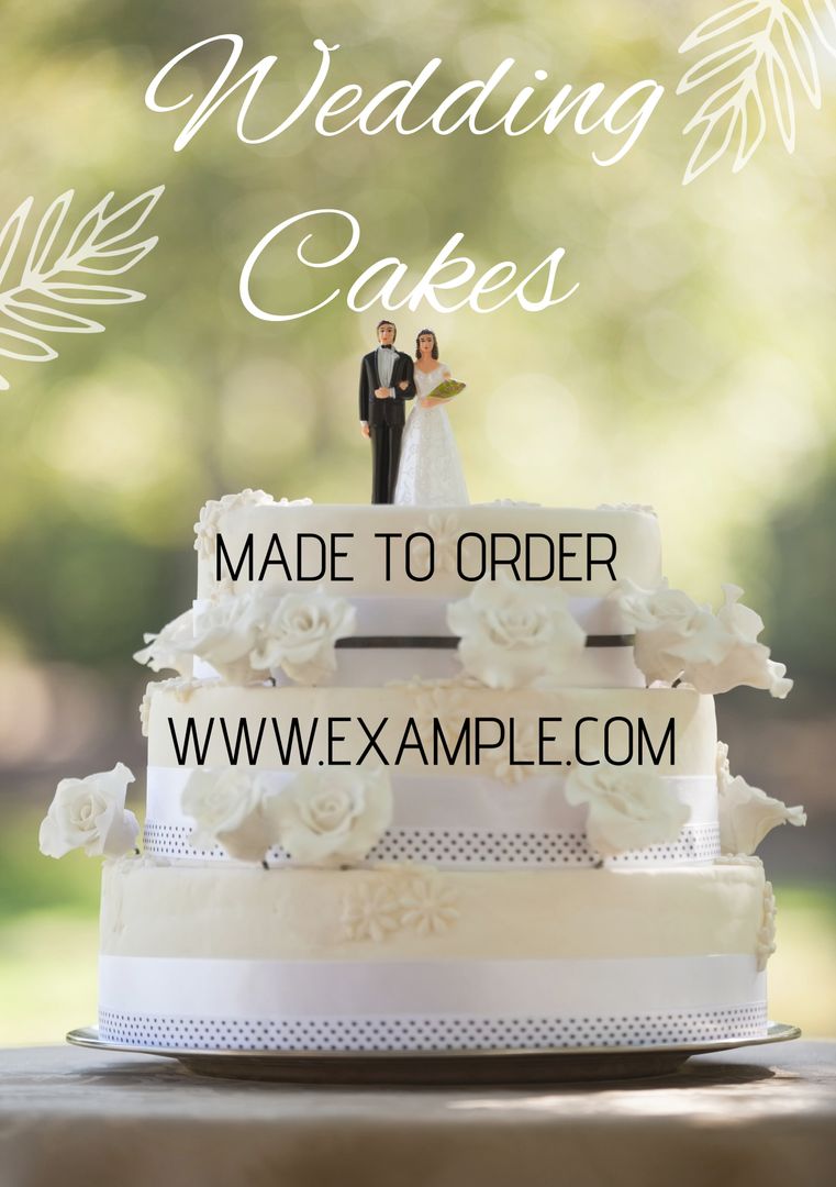 Elegant Wedding Cake with Bride and Groom Topper - Download Free Stock Templates Pikwizard.com