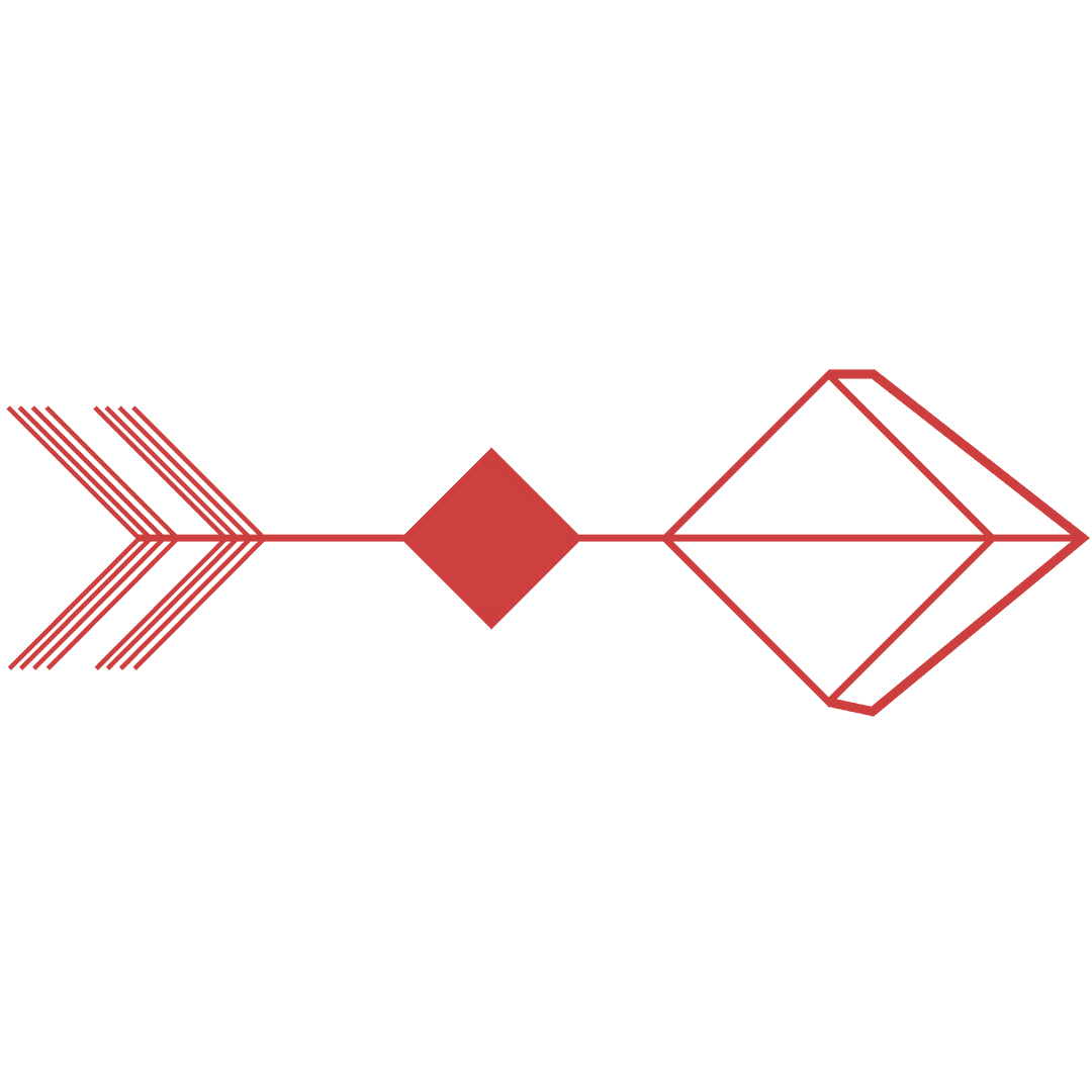 Minimalist Red Arrow Design on Transparent Background