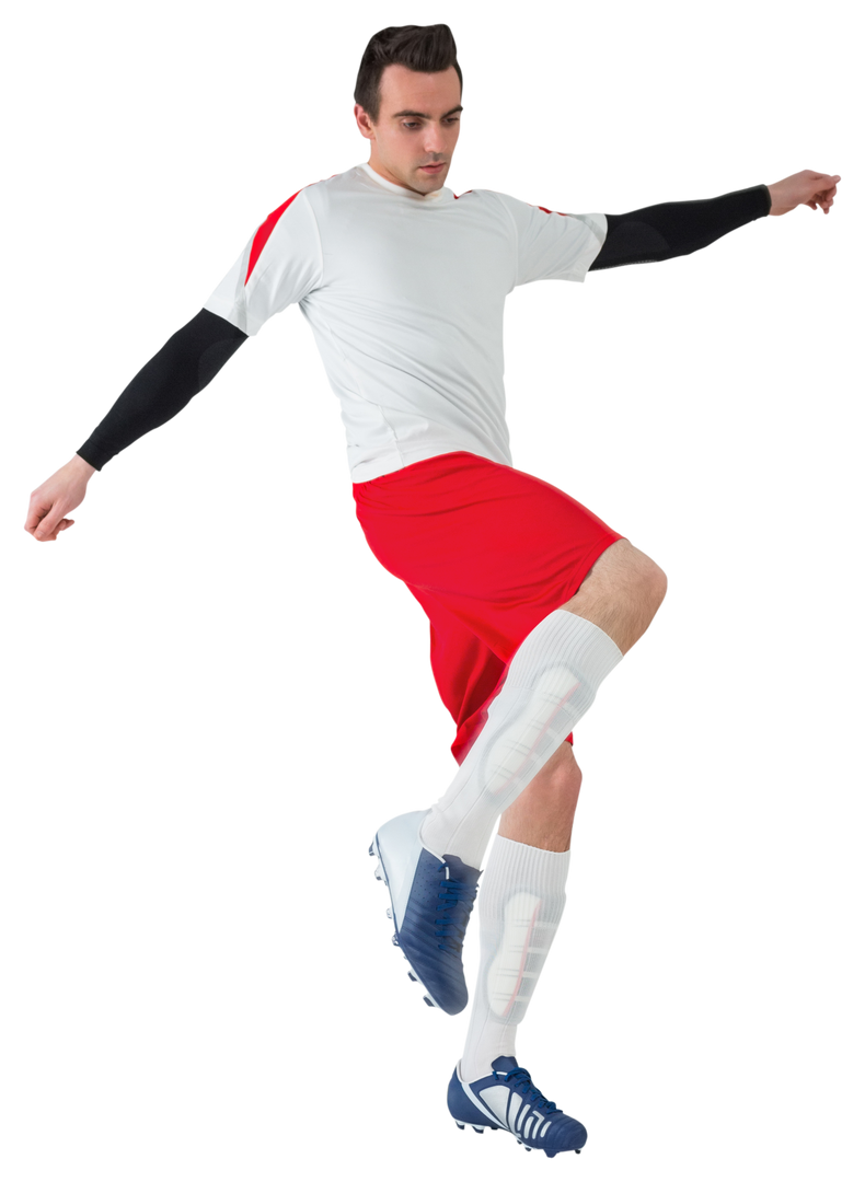 Transparent Football Player in White Uniform Kicking - Download Free Stock Images Pikwizard.com