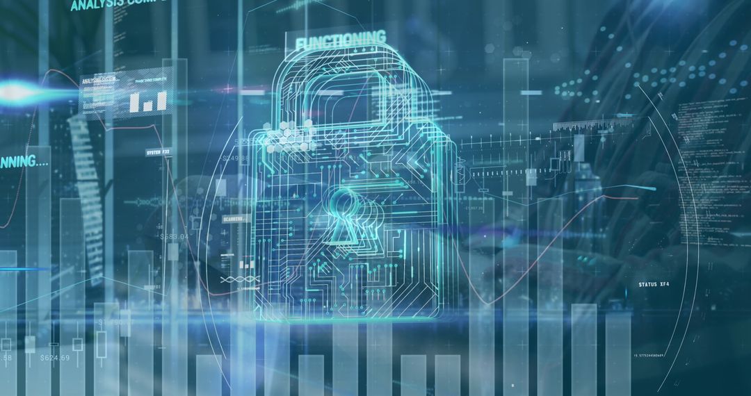 Holographic Padlock Emphasizing Advanced Cybersecurity