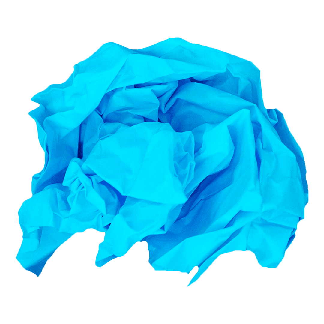 Abstract Blue Wrinkled Fabric Shape on Transparent Background