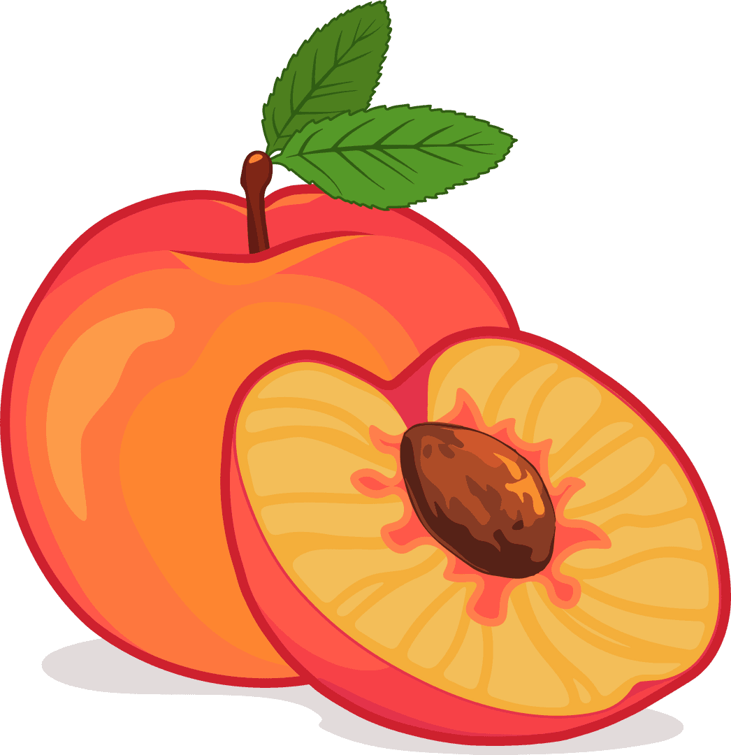 Cartoon Peaches Illustration on Transparent Background