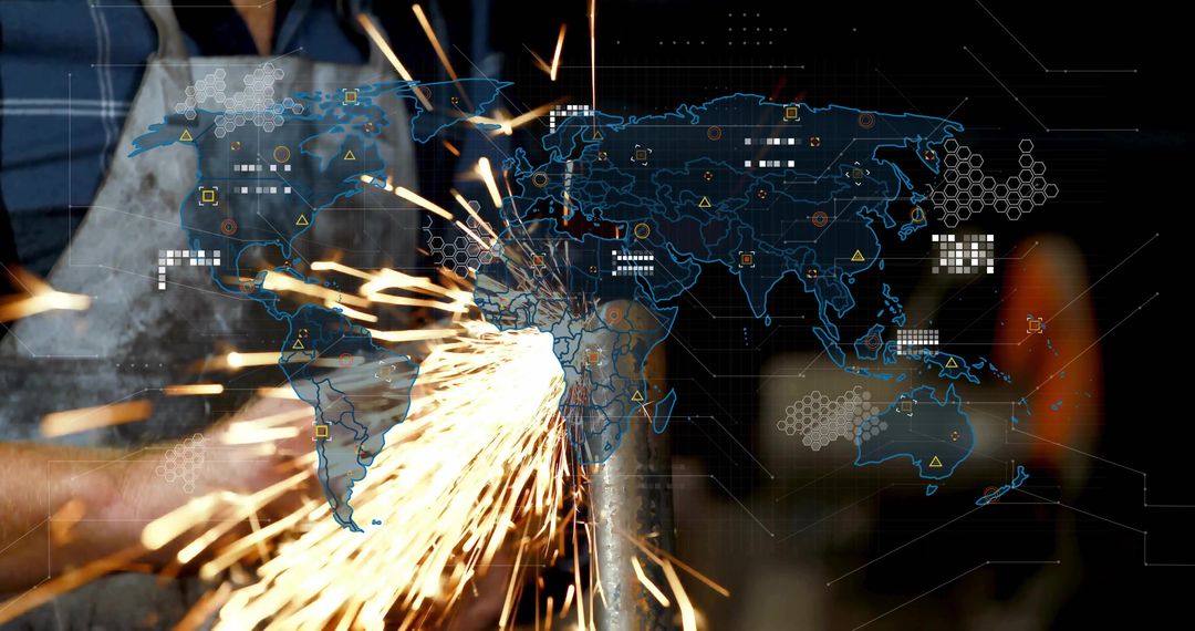 Industrial Metalworking with Data Visualization Overlay