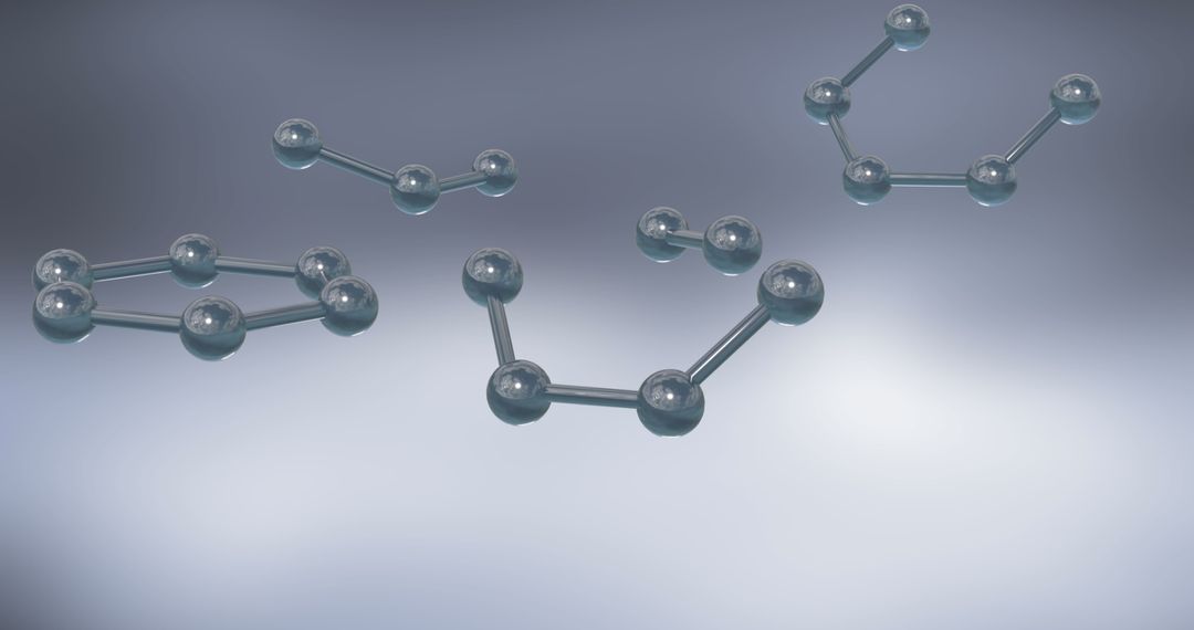 3D Rendering of Molecule Structures on Grey Background