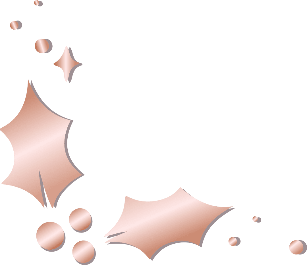 Rose Gold Star Bursts and Particles on Transparent Background