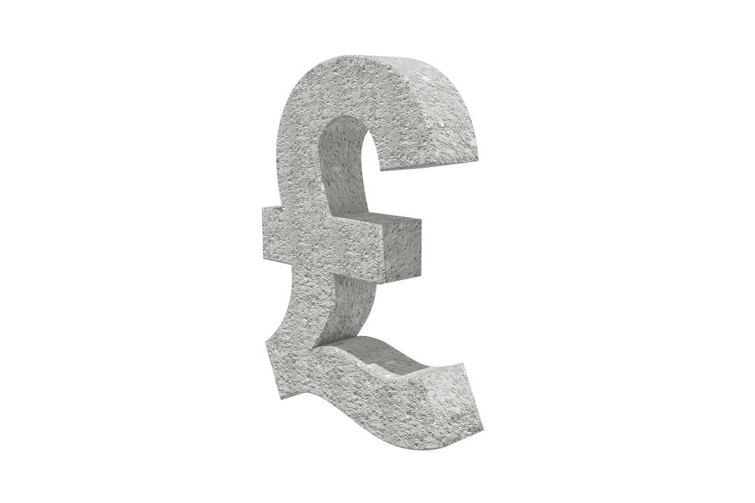 Concrete Pound Currency Symbol on Transparent Background