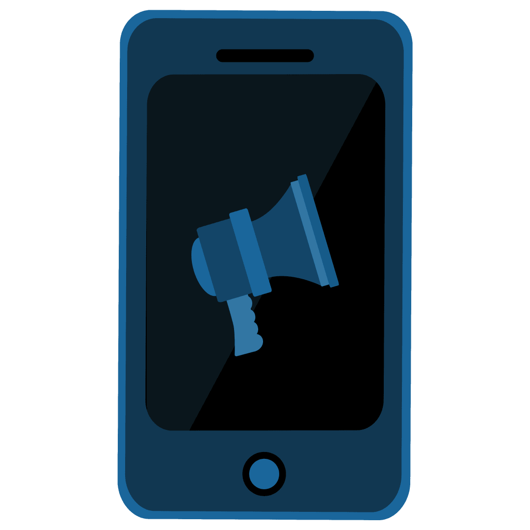 Digital Smartphone Illustration with Megaphone on Screen Transparent