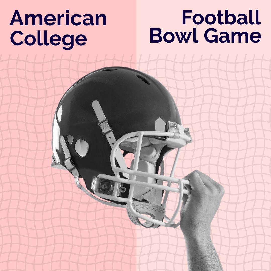 Football helmet held high signifying American college bowl game celebration - Download Free Stock Templates Pikwizard.com