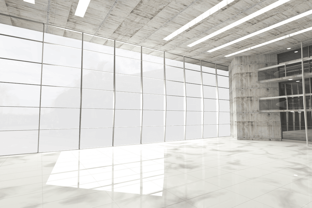 Modern Architectural Interior Design with Large Transparent Windows