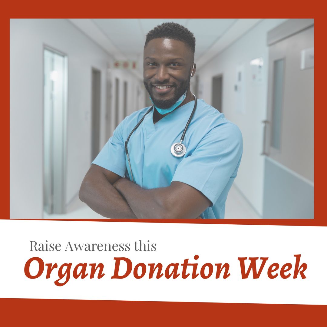 Digital composite portrait of african american doctor with organ donation week text - Download Free Stock Templates Pikwizard.com