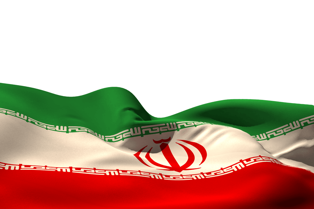 Flag of Iran Waving on Transparent Background Illustration