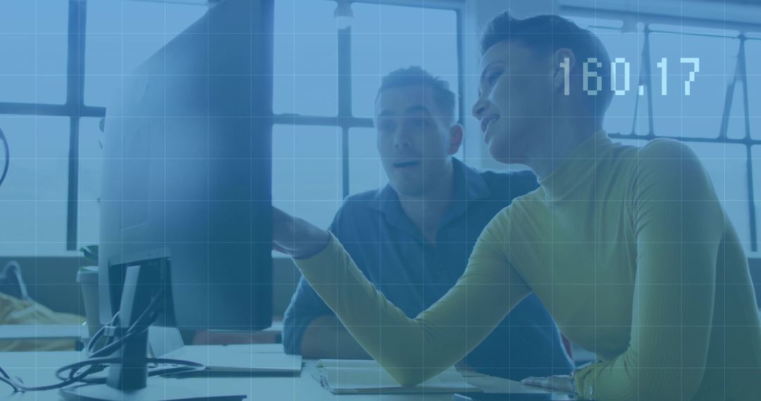 Collaborative Teamwork in Modern Office Analyzing Data