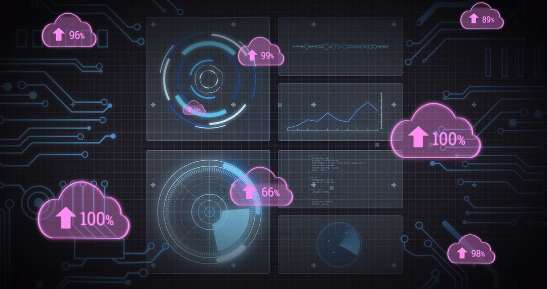 data cloud computing interface display with pink graphics - Free Images, Stock Photos and Pictures on Pikwizard.com