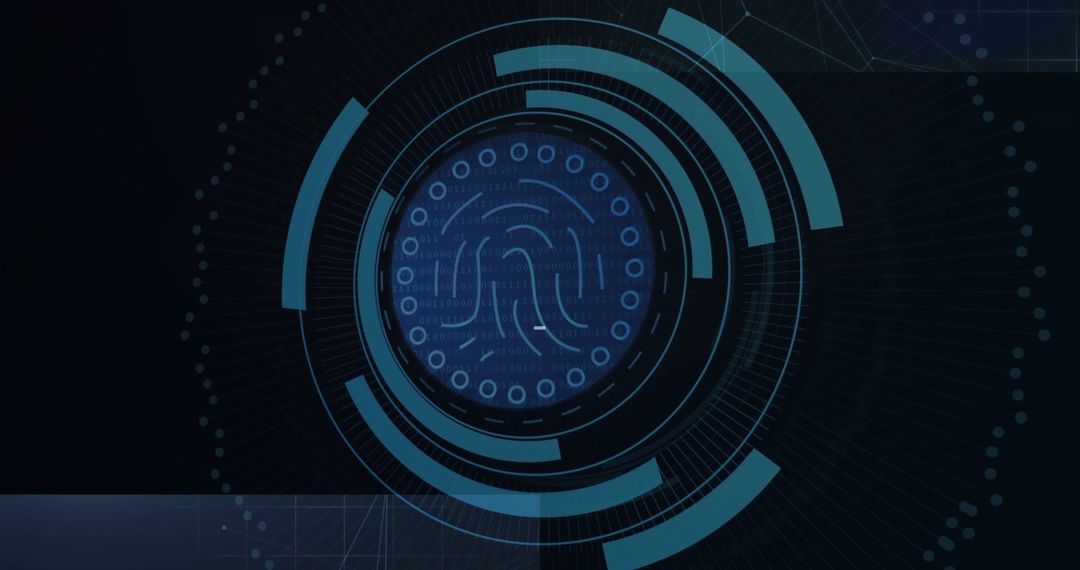 Futuristic Digital Fingerprint Interface with HUD Elements