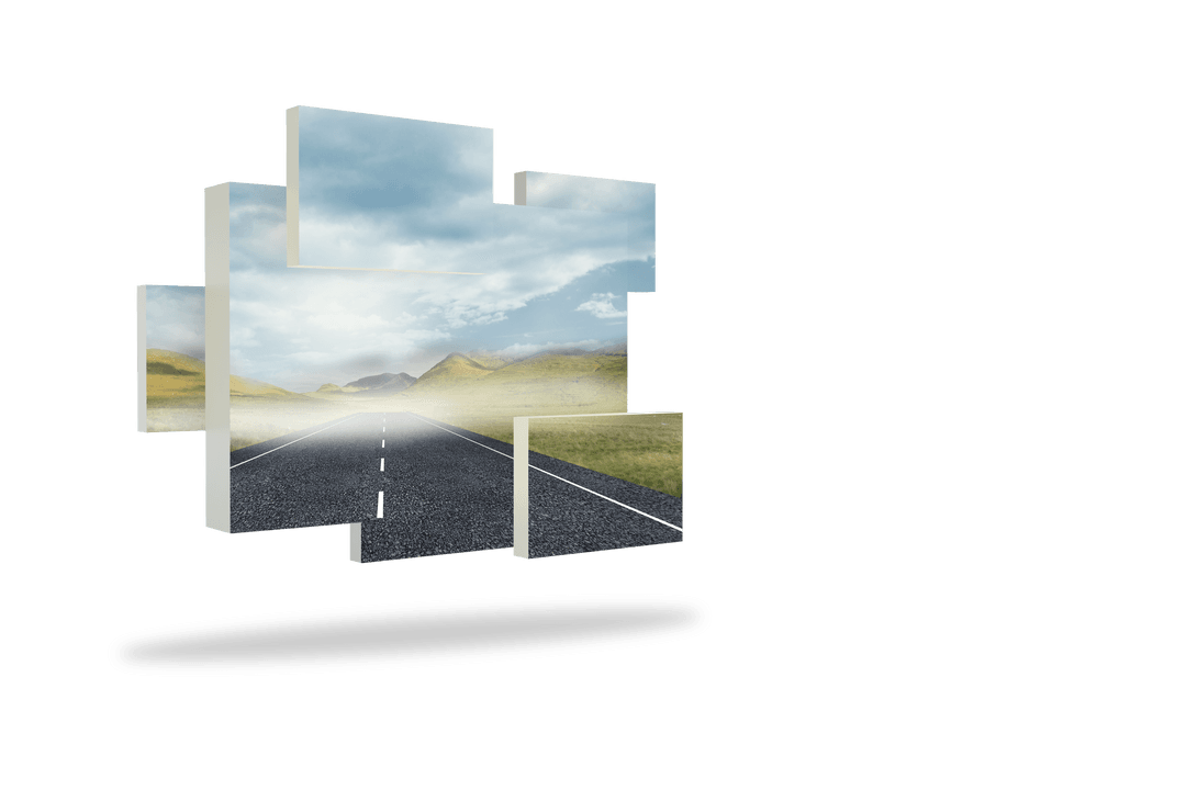 Transparent Puzzle Screen of Endless Open Road