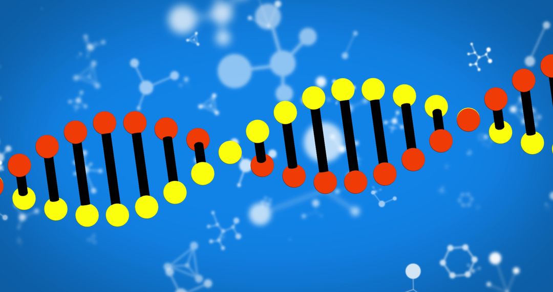 Colorful DNA Helix with Molecular Background Illustration
