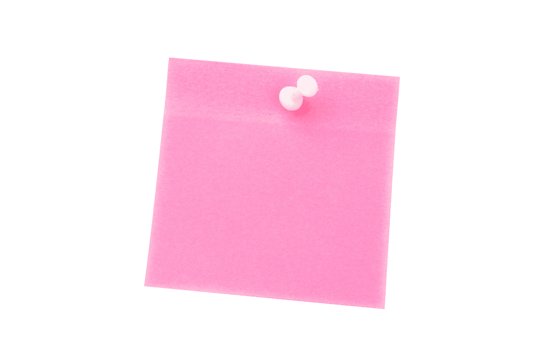 Isolated Pink Sticky Note on Transparent Background for Office Use