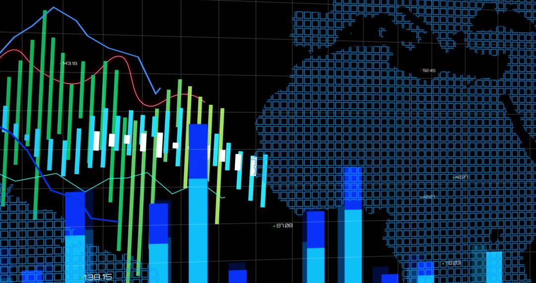 Dynamic Financial Data and Analytics Visual on Digital Screen