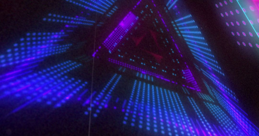 Vibrant Triangular Light Display in Dynamic Blue and Pink Colors