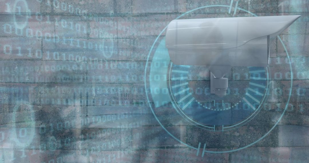 Digital Security Surveillance with Futuristic Data Overlay