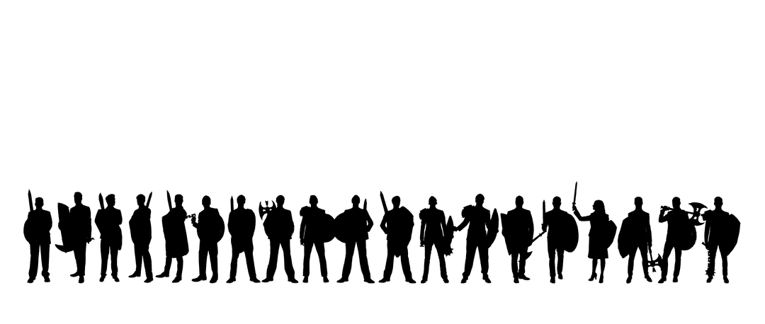 Transparent Silhouette of Armed Individuals on Standby