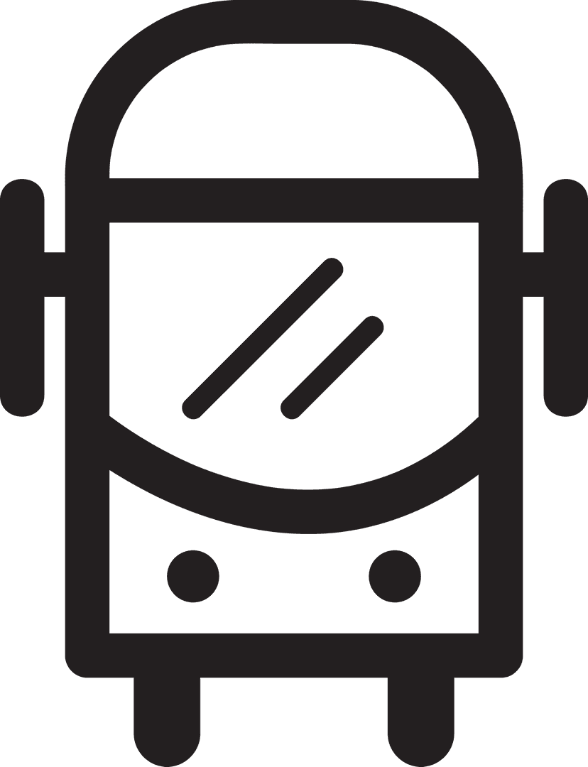Simple Black Icon of Bus on Transparent Background