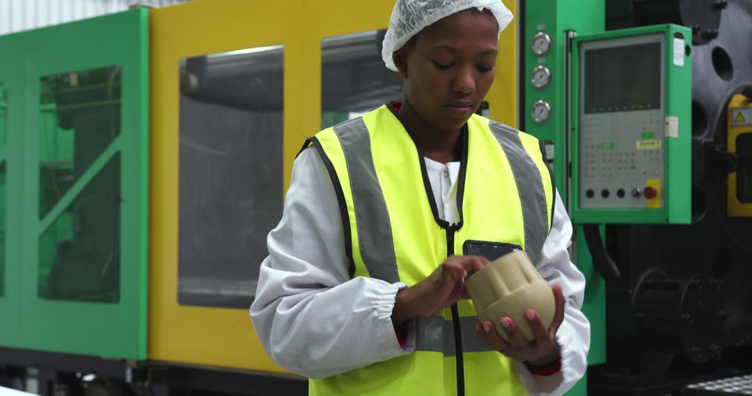 Female Factory Worker Inspecting Plastic Components - Free Images, Stock Photos and Pictures on Pikwizard.com