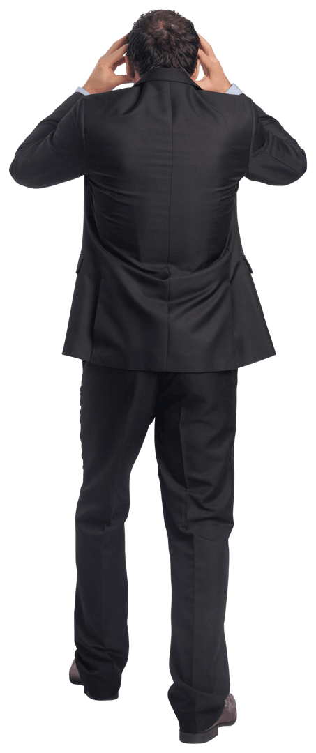 Stressed Businessman Wearing Suit Isolated Transparent Background