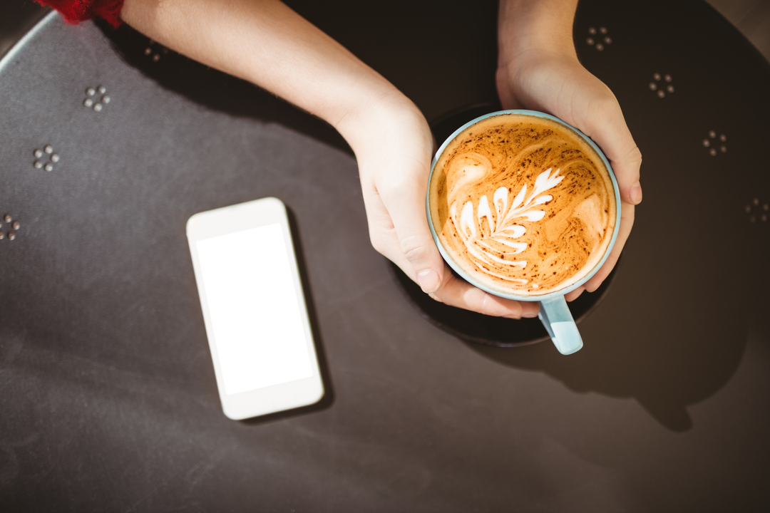 Transparent Cafe Moment with Coffee and Smartphone - Download Free Stock Images Pikwizard.com