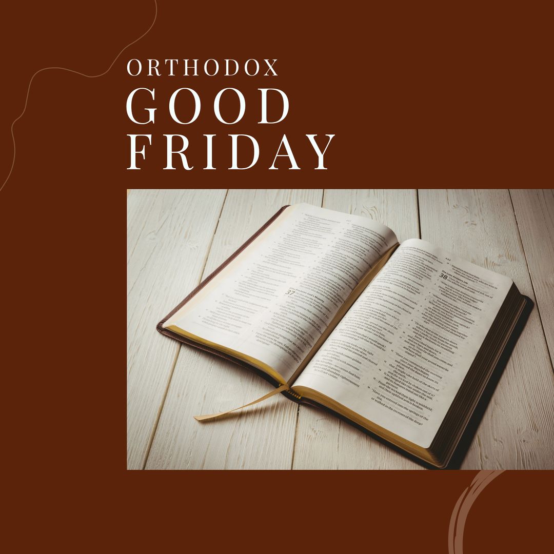 Orthodox Good Friday Bible on Wooden Table
