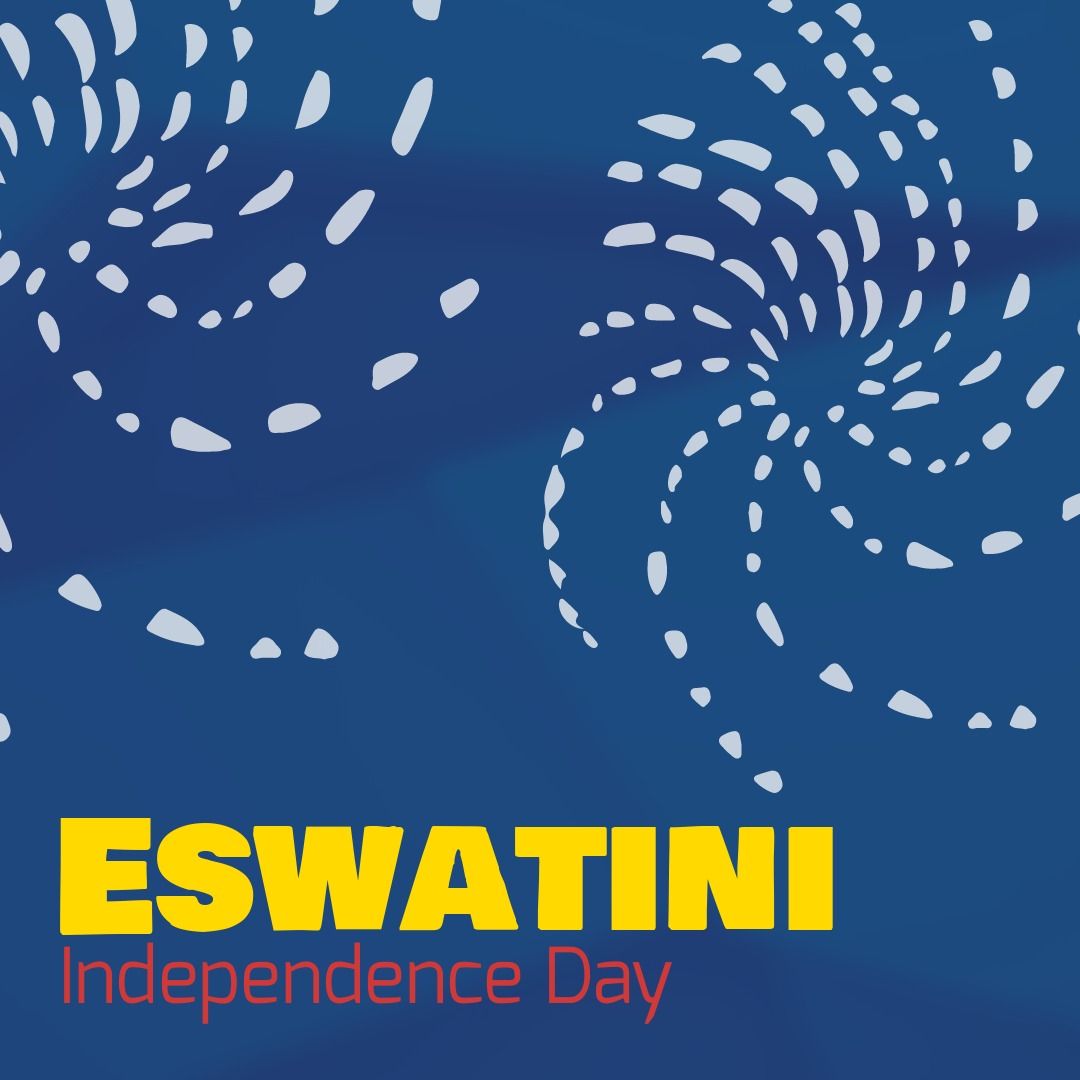 Illustration of eswatini independence day text with patterns on blue background - Download Free Stock Templates Pikwizard.com