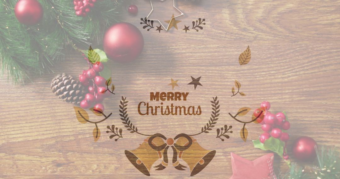 Merry Christmas Greeting with Rustic Holiday Decorations