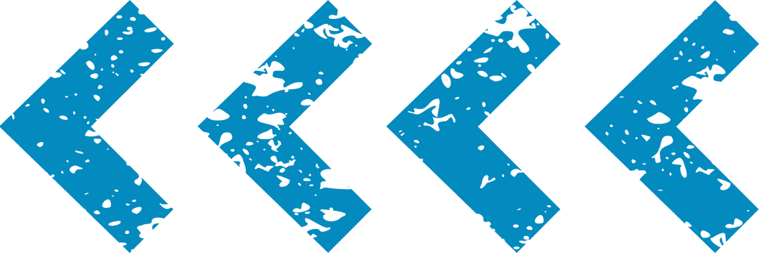 Blue Chevrons in Distressed Flat Arrow Pattern on Transparent Background