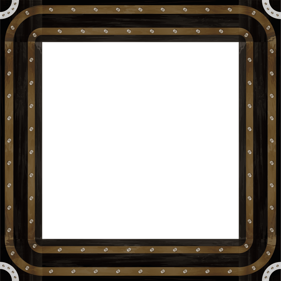 Square Industrial Frame with Rivet-Studded Bands on Transparent Background