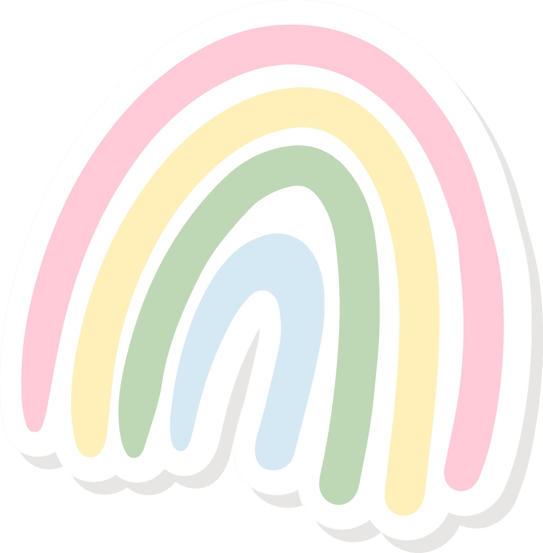 Pastel Rainbow Doodle with Transparent Background