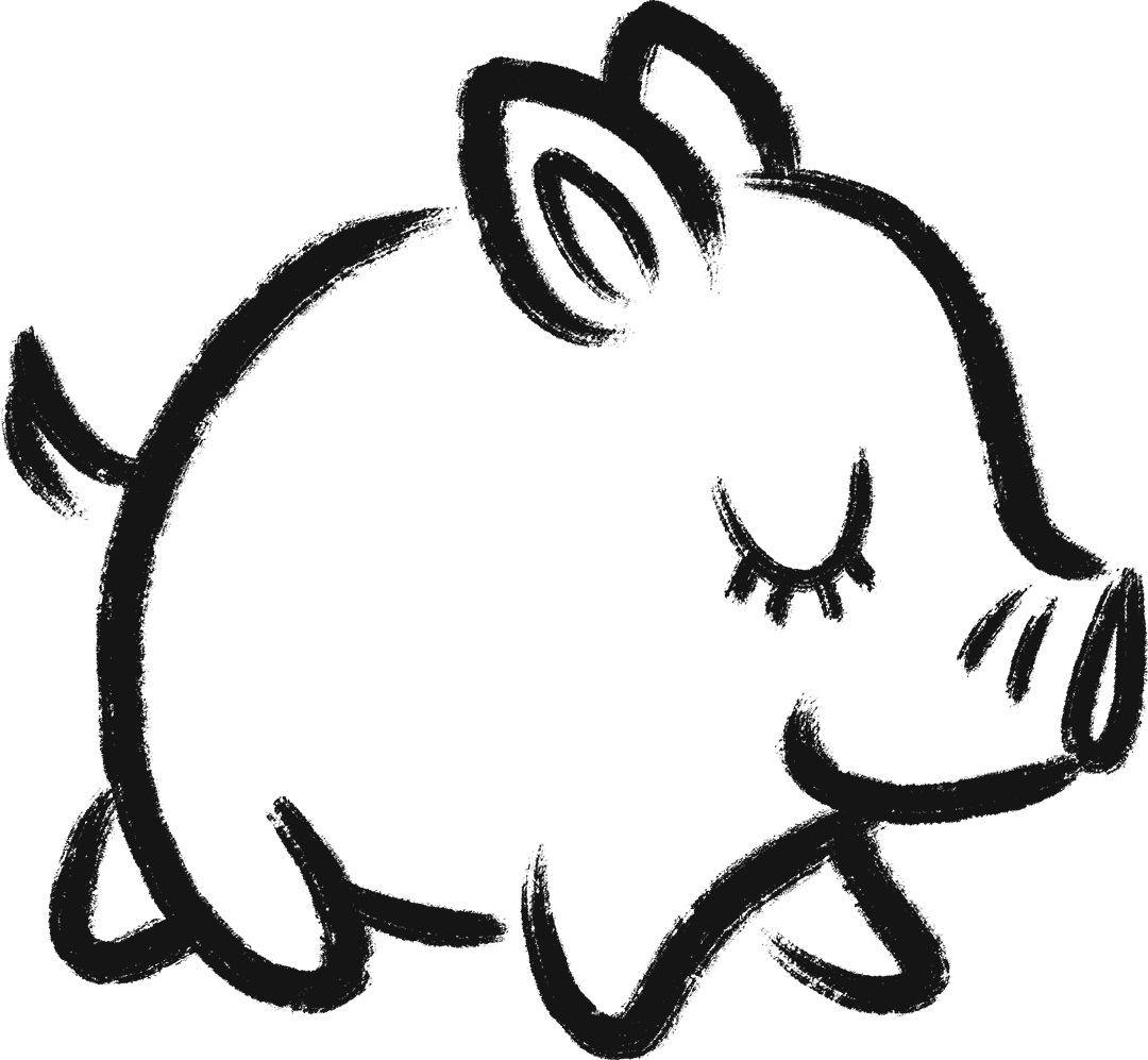 Minimalist Pig Illustration on Transparent Background