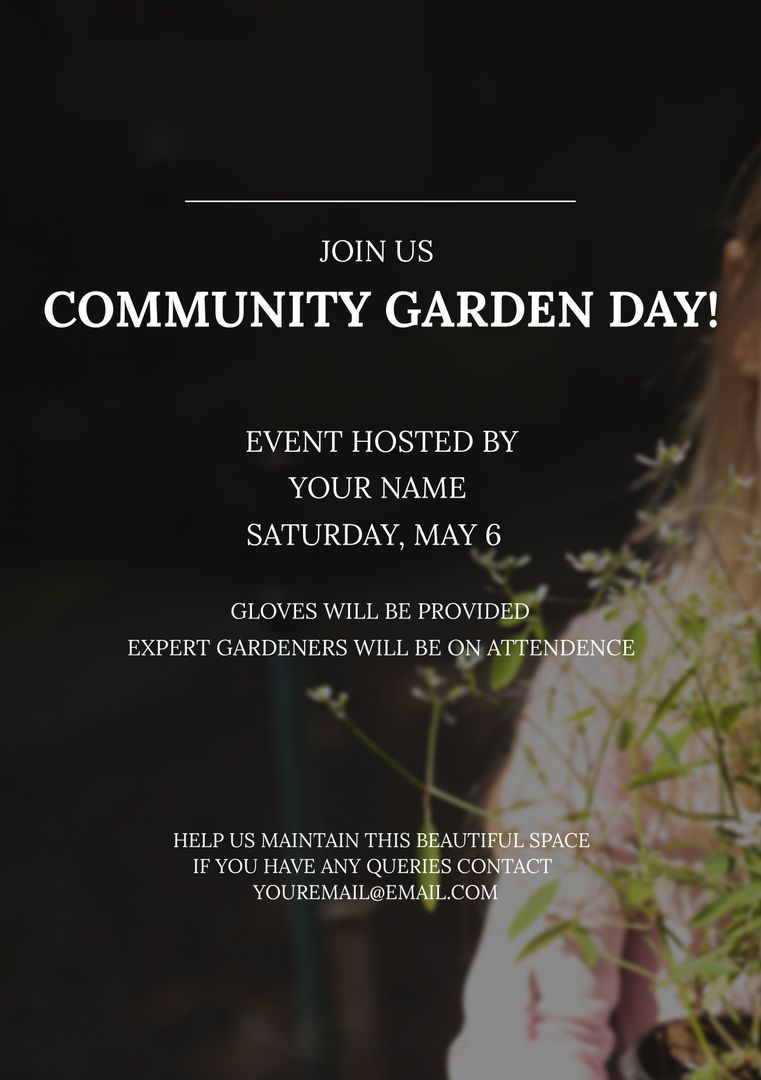 Community Garden Day Poster with Event Details - Download Free Stock Templates Pikwizard.com