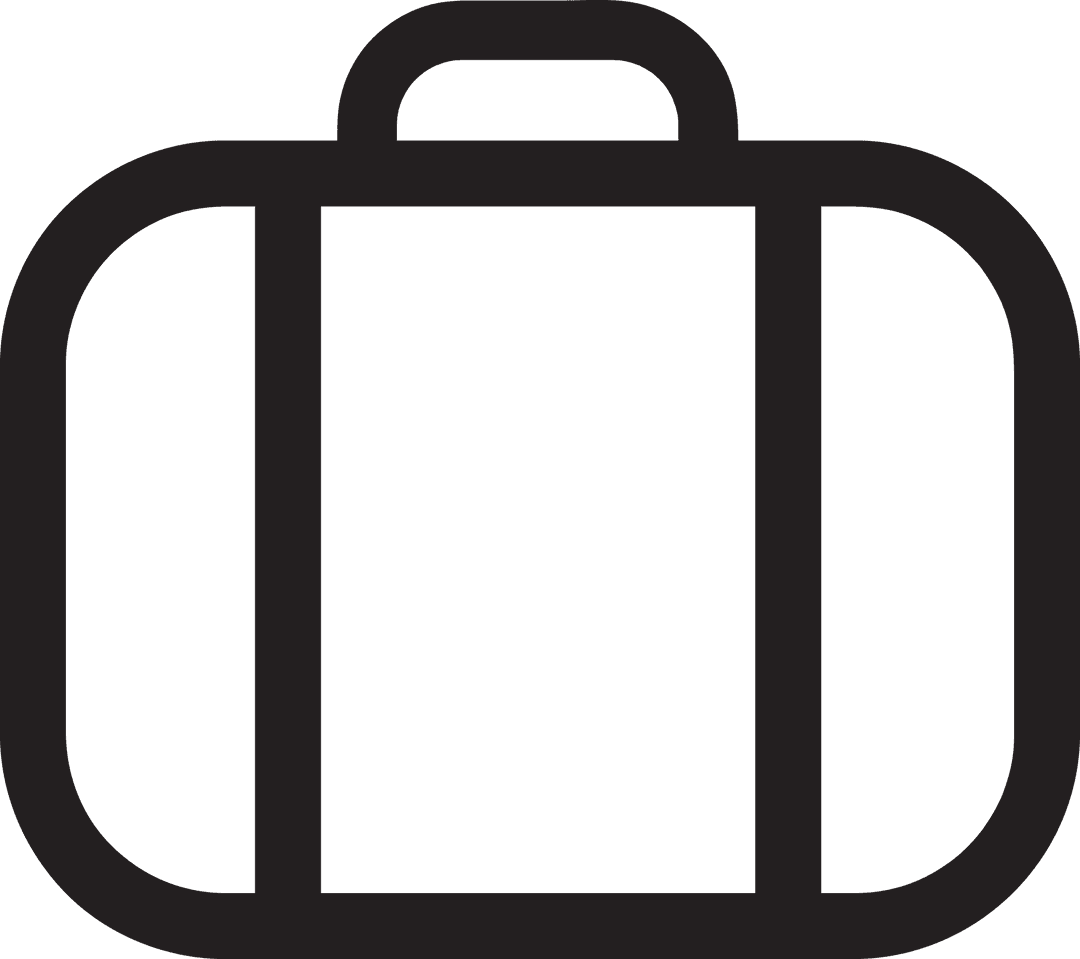 Black Suitcase Outline on Transparent Background for Travel Designs