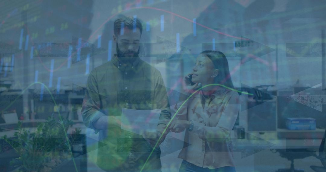 Business Associates Discussing Financial Analytics in Modern Office