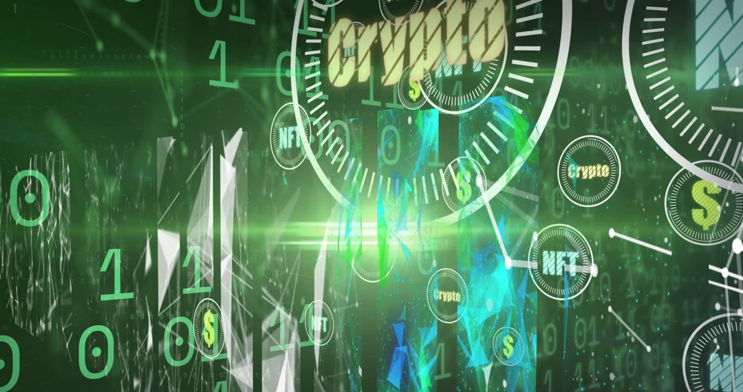 Dynamic Crypto Currency Illustration with Binary Code Background