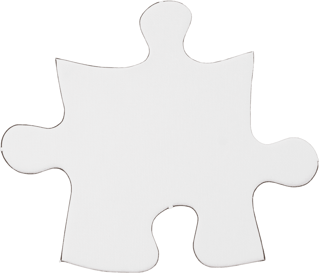 White Jigsaw Puzzle Piece on Transparent Background for Design Projects