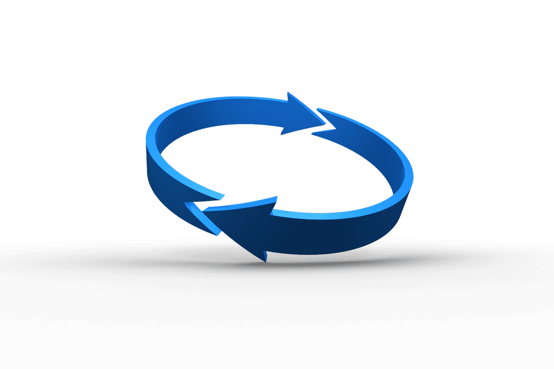Digital Blue Circle Arrows on Transparent Background