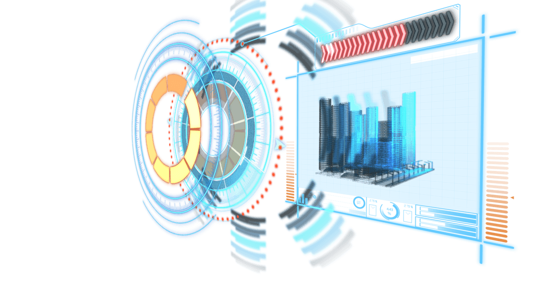 Colorful Digital Circles and Data Visualization on Transparent Background