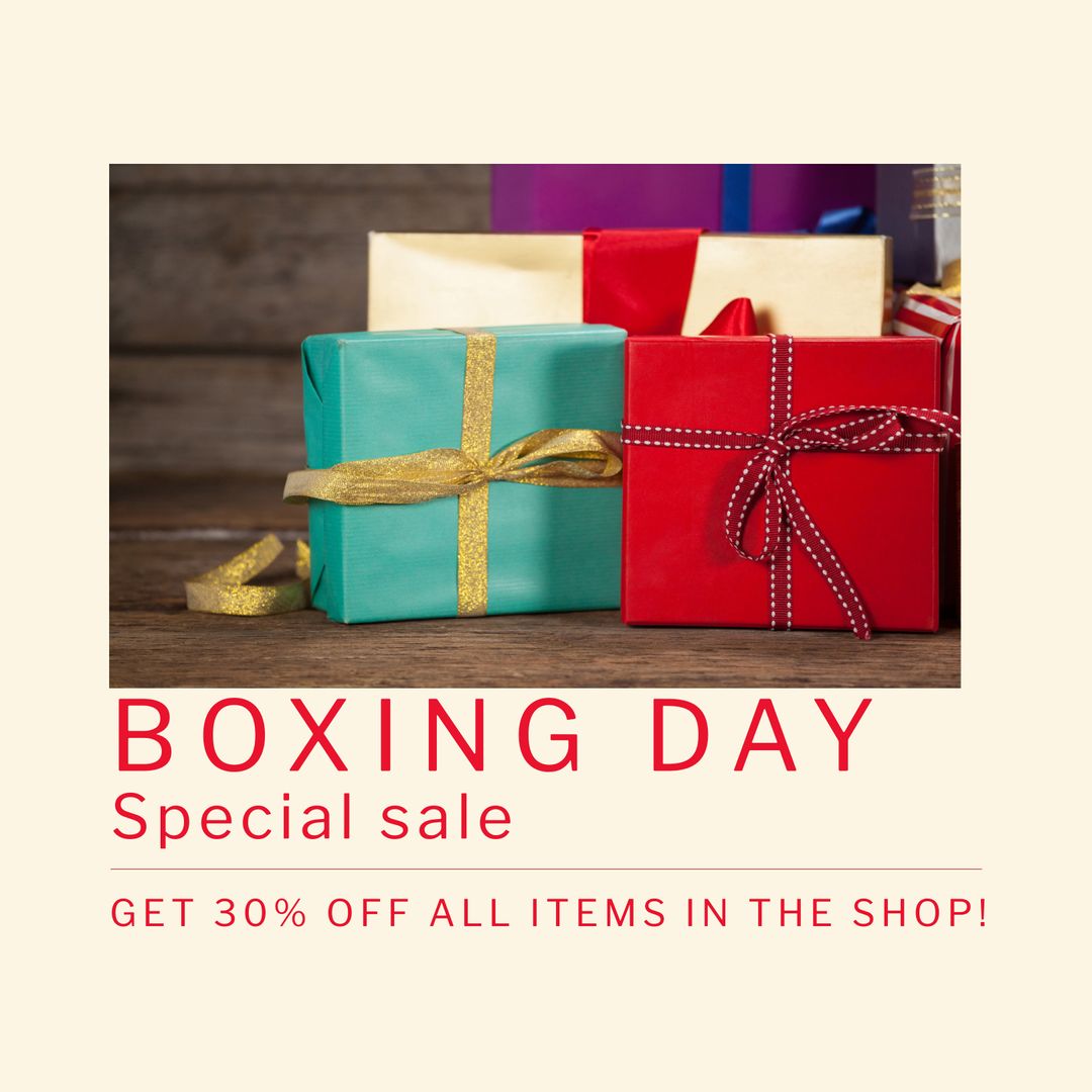 Boxing Day Sale Promotion with Colorful Gift Boxes