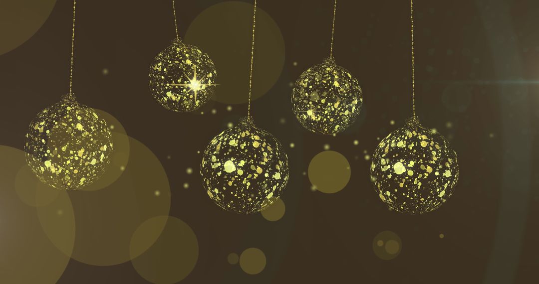 Swinging Gold Christmas Baubles and Starry backdrop